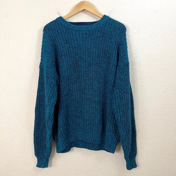 Vintage Cambridge Classics Size XL Men Green Chunky Knit Thick Fisherman Sweater - Picture 1 of 7